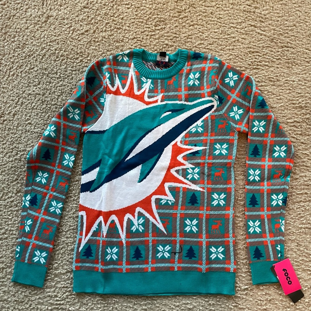 Brand New Miami Dolphins Ugly Sweater